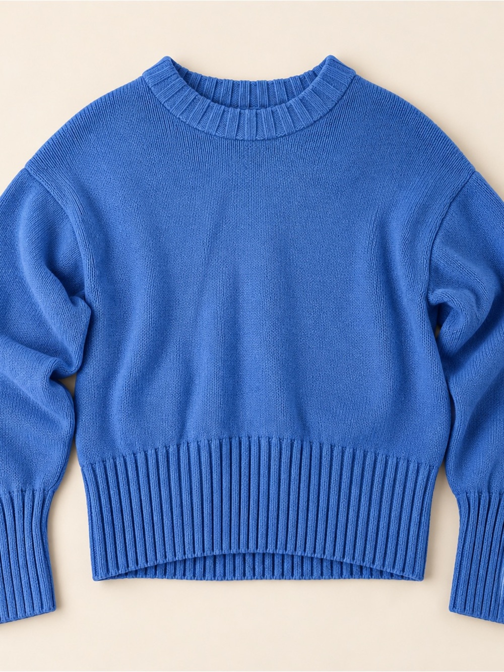 GAP Blue Oversized Crewneck Knit Sweater XL Ribbed Hem